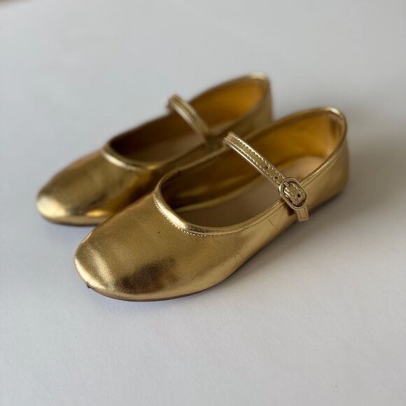 Zara Girls Gold Metallic Ballet Flats – Size 12 (EU 29) - Picture 4 of 8